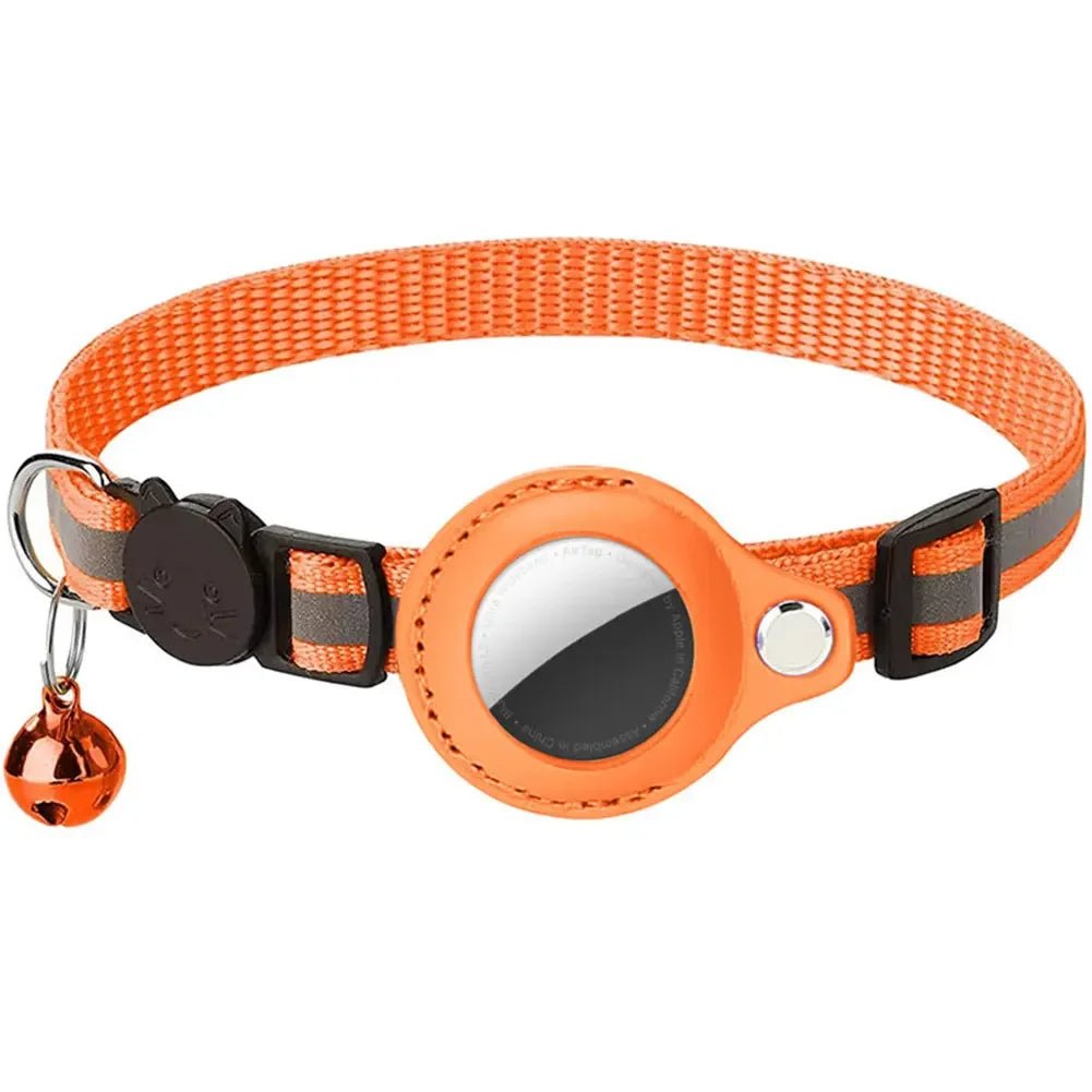 Reflective Cat Collar with Apple AirTag Holder Adjustable and Stylish Design for Kitten Safety - silverfoxgoods